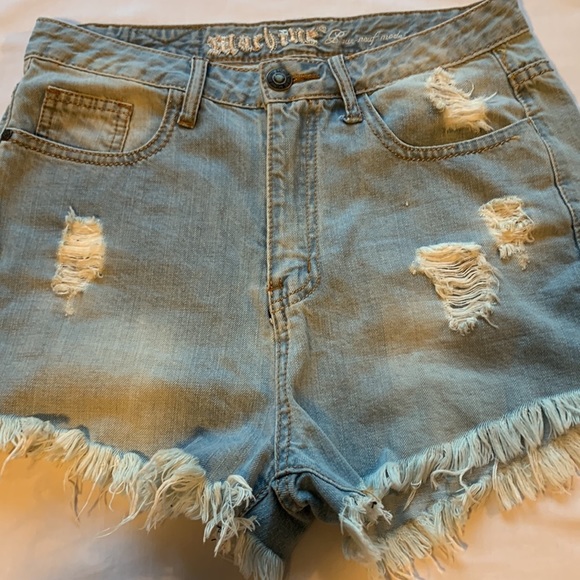 Machine distressed hi-waist denim shorts 30 - Picture 6 of 12